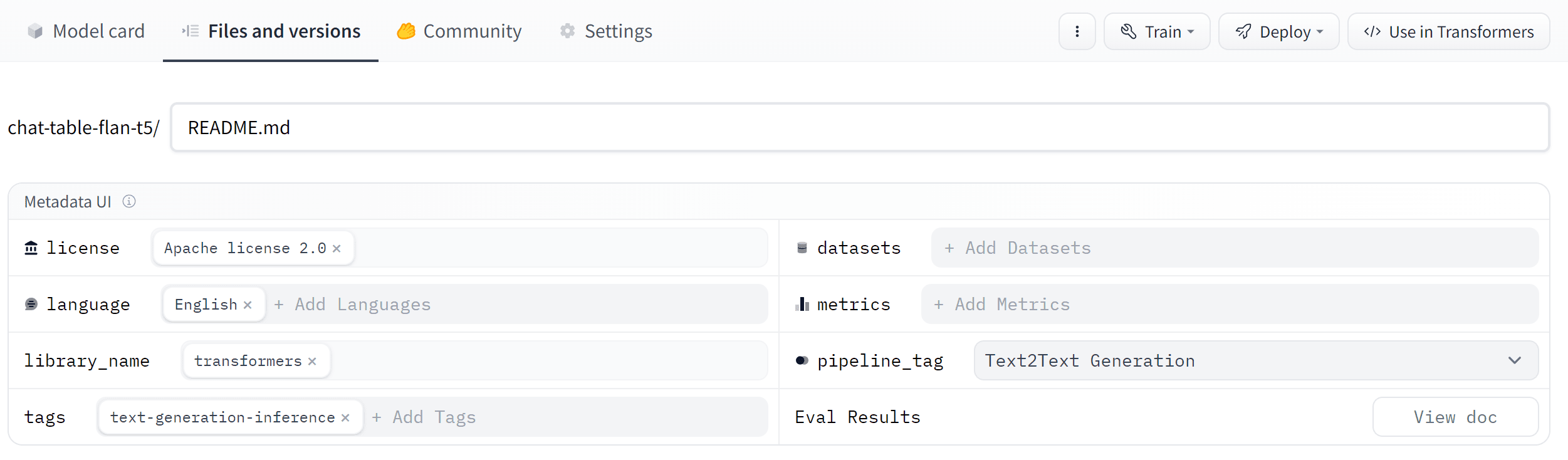 metadata UI 示例